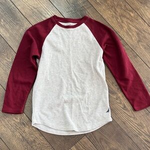 Nautica Kids Raglan Sleeve Shirt - Maroon and Gray
